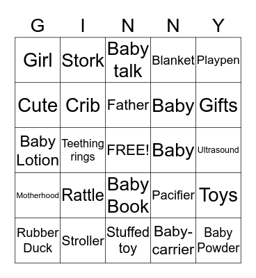 Bitner Baby Bingo Card