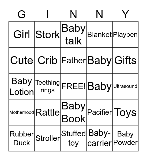 Bitner Baby Bingo Card