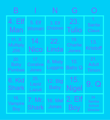 Kiddie Cars Bingo Card