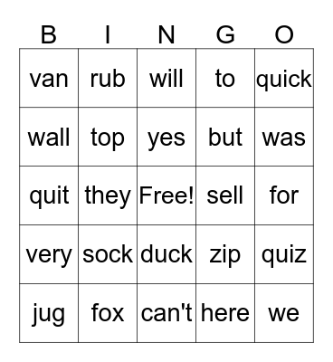 I can read Bingo Card