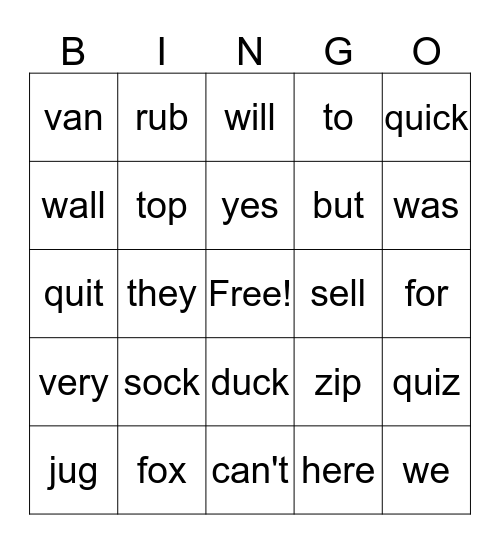 I can read Bingo Card