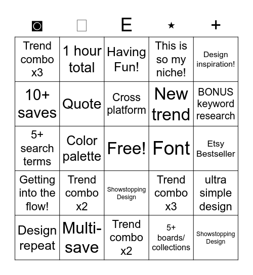 Brain Priming Bingo Card