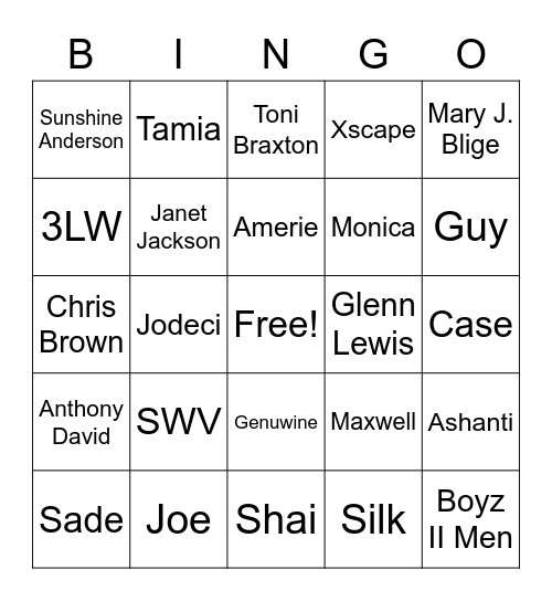 LADEL THE DJs R&Bingo Card