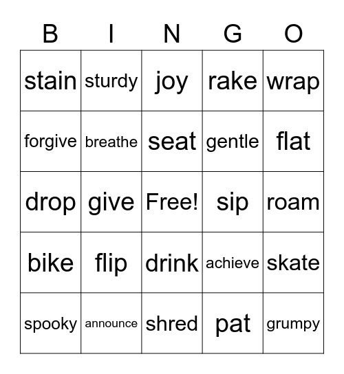 Spelling Rules Review Bingo Card
