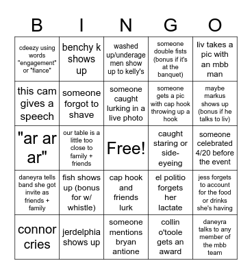 MBB Banquet 2023 Bingo Card