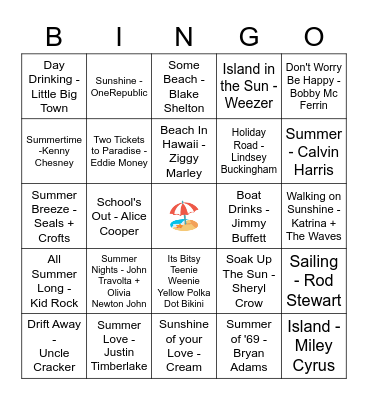 Summer is Coming Bingo Card