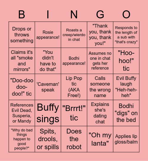 Buffy Bingo Card