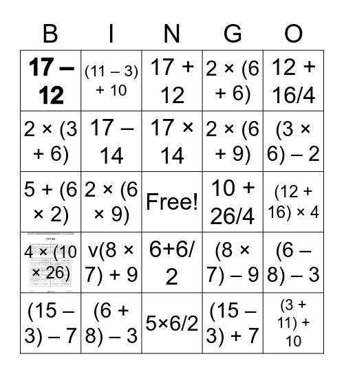 Write Expressions BINGO Card