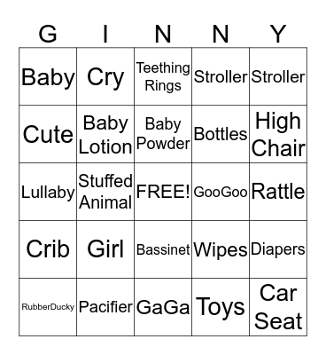 Bitner Baby Bingo Card