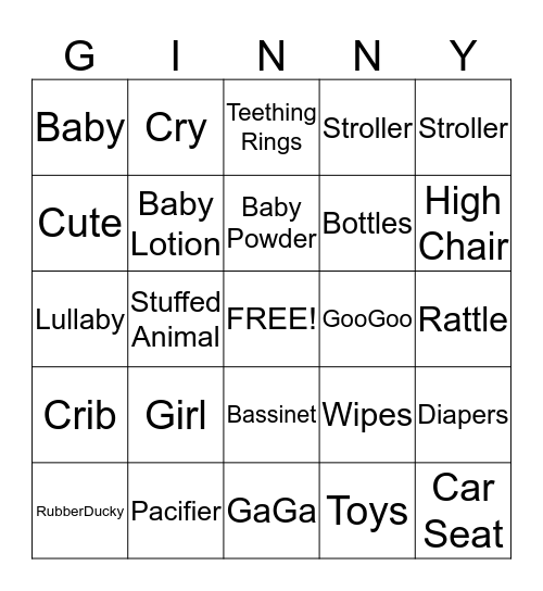 Bitner Baby Bingo Card