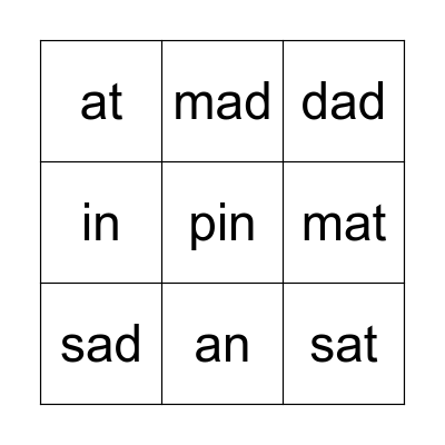 RWI Phonics Bingo Card