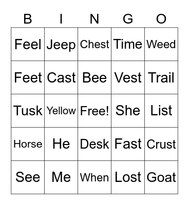 Week 11 Bingo Card