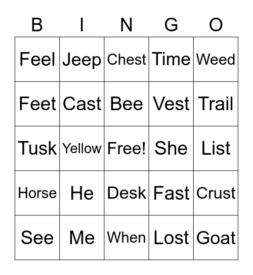 Week 11 Bingo Card