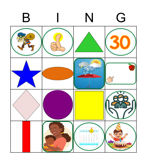 Shapes and Th Bingo Card