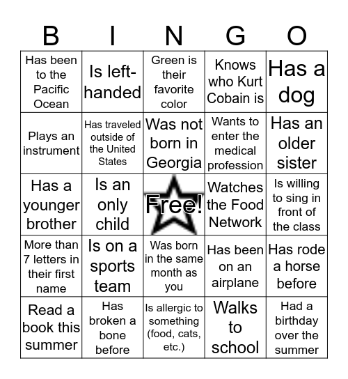 Bingo Scavenger Hunt Bingo Card