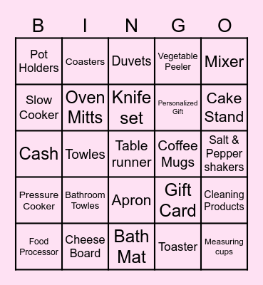 Bridal Bingo - Sune's kitchen tea Bingo Card