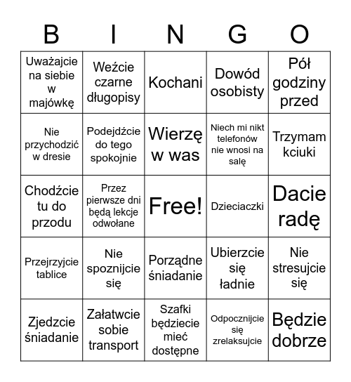 Wojtynek Bingo Card