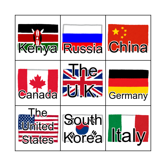 Countries BINGO Card