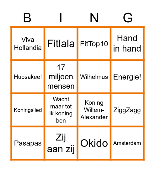 Koningsspelen 2023 Bingo Card