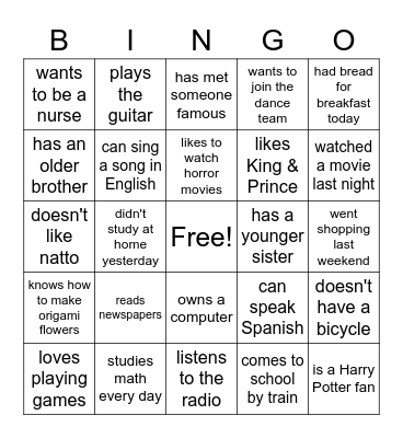 Find Someone Who... Bingo Card