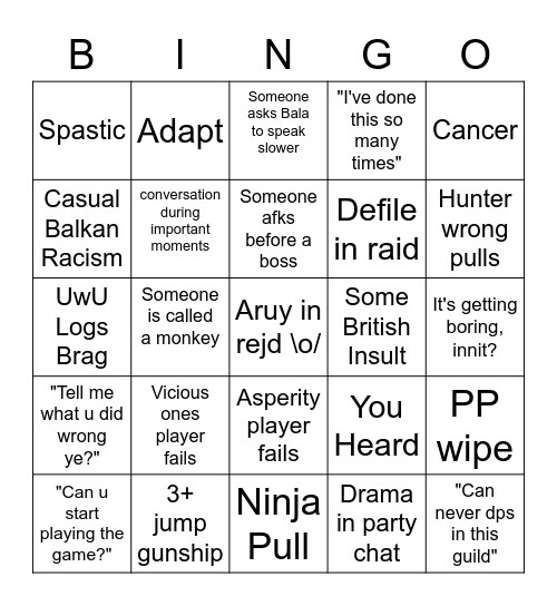 Hogwarts Bingo Card Bingo Card