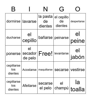 Unit 8.1 Bingo Card