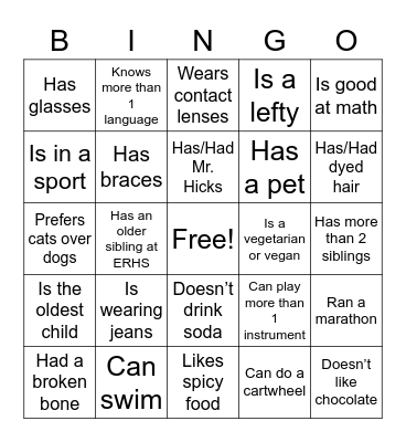 Find someone who… Bingo Card