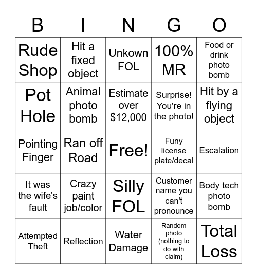 RV BINGO Card