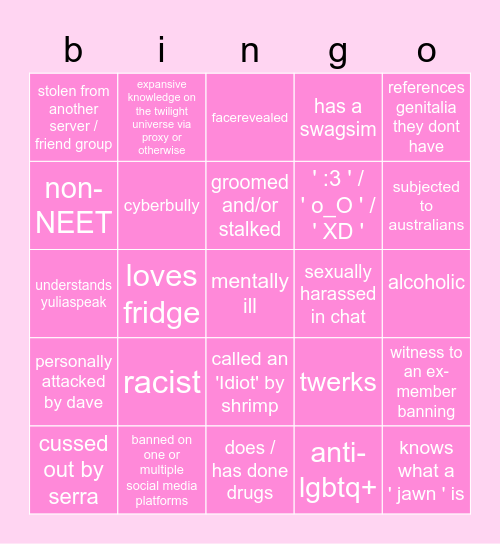 swag society bingo Card