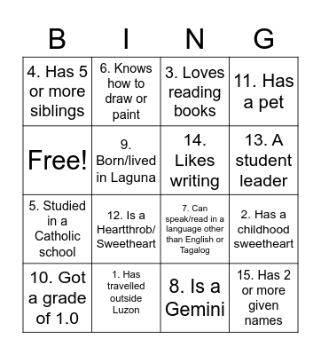 Find someone who... Bingo Card