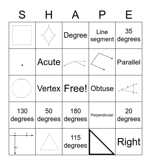 4th Grade Geometry Bingo Card