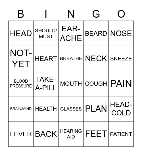 HEALTH AND MEDICINE (ASL 2) Bingo Card