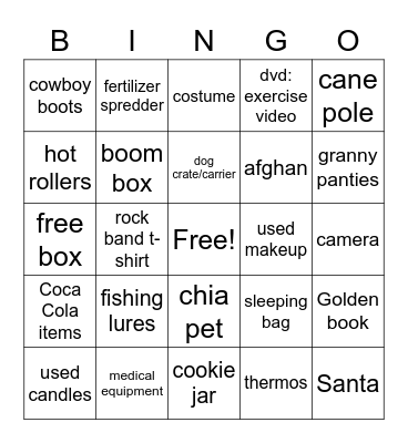 Garage Sales Bingo Card