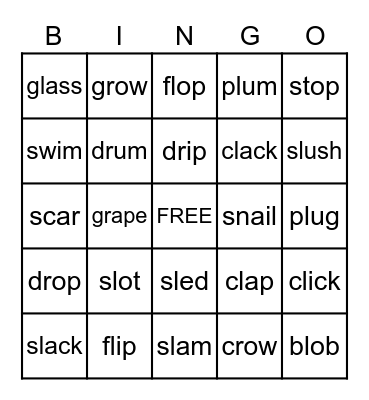 Blends Bingo Card
