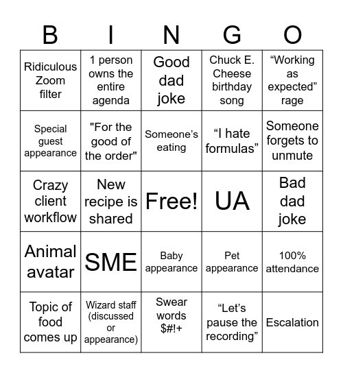 Wizards BINGO Card