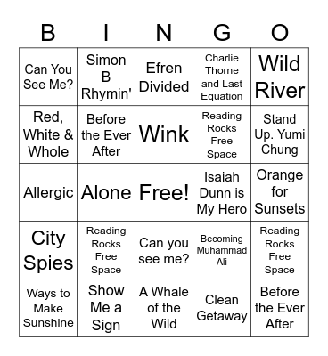 Battle of the Books Bingo Card