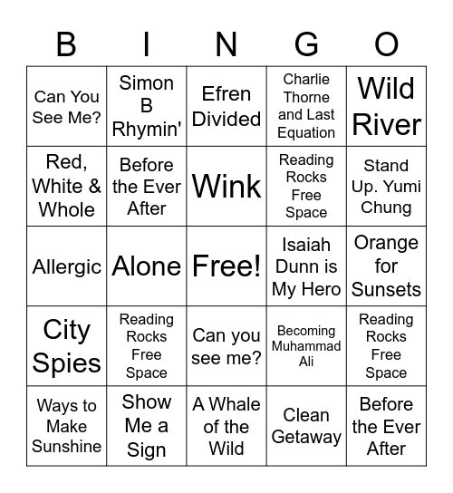 Battle of the Books Bingo Card
