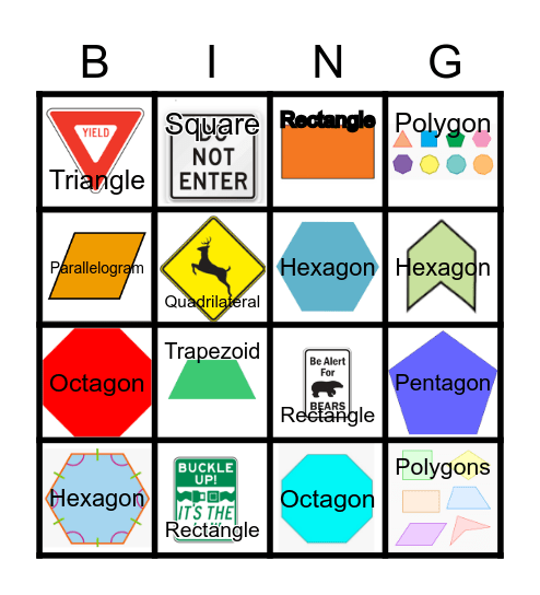 2D Shapes Bingo Card