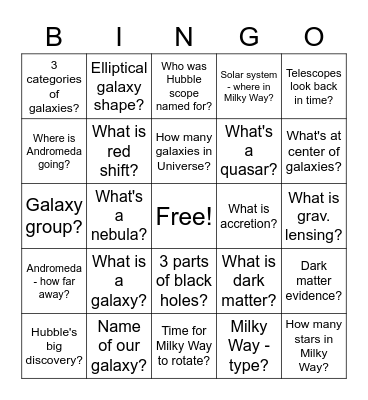 Galaxy Bingo 2023 Bingo Card