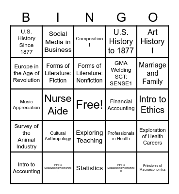 Kirkwood Bingo Card