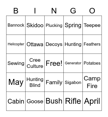 Goose Break BINGO Card
