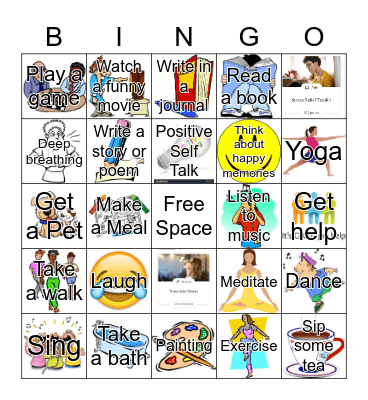 Stress Management Bingo Card