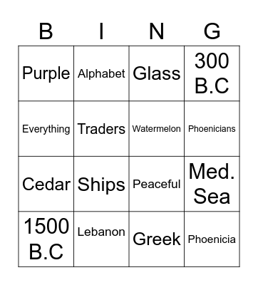 The Phoenicians Bingo Card