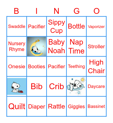 Baby Noah Bingo Card