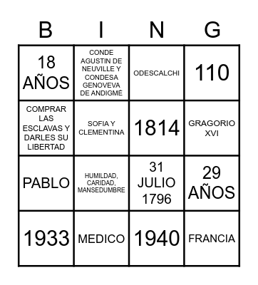 SANTA MARIA EUFRASIA Bingo Card