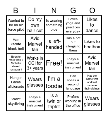 CIS - Get to Know Your Colleague Bingo Card