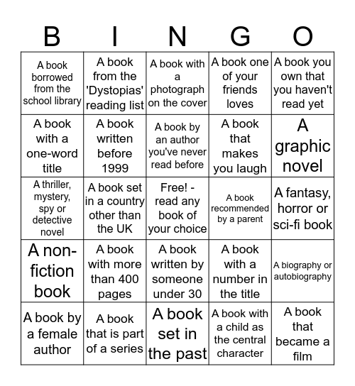 4TH FORM READING Bingo Card