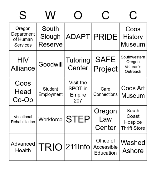 SWOCC Raffle Bingo Card