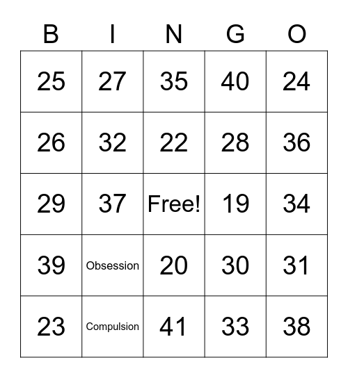 OCD Bingo Card