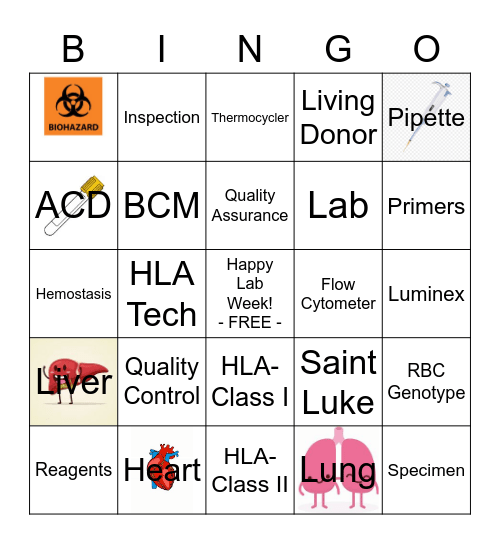 BCM HLA Lab Week 2023! Bingo Card
